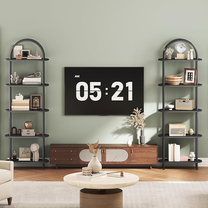 HOOBRO 5 Tier Open Bookshelf, Industrial Arched Bookcase Display Shelf Rack - Image 7