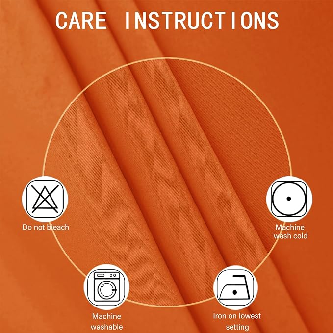 Blackout Curtains 52 x 90 Inch Long Orange Curtains Set of 2 Panels Room - Image 4