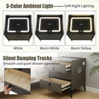 Smart Nightstand with Charging Station, Adjustable LED, USB Ports, Fingerprint - Image 5