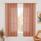Terracotta Linen Semi Sheer Curtains 63 Inch by LAMIT
