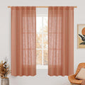 60 Inch Length Window Linen Curtains, Light Filtering Sheer Panels | Neutral by LAMIT