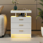 White Night Stand with Wireless Charging Station, Smart Bedside Table with 3 - Image 8