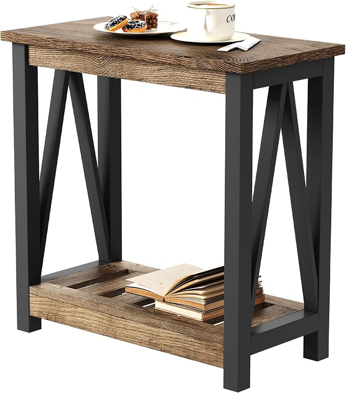 ChooChoo Farmhouse End Table, Narrow Side Table, Slim End Table by ChooChoo