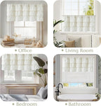 jinchan Ruffled Valance Curtain Slubbed Crossed Hatch Kitchen Valance - Image 9