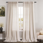 Beige Linen Curtains 108 Inches Long 2 Panels Back Tab Rod Pocket Modern by Nanspring