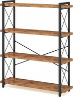 HCHQHS Bookshelf, 4-Tier Industrial Bookcase, Rustic Open Book Shelf, by HCHQHS