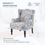 HUIMO Printed Wingback Accent Chair, Linen Upholstered High Back Armchair - Image 3