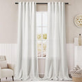 Solid Off White Curtains 96 Inches Long 2 Panels Back Tab Sheer Linen Curtain by Nanspring