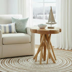 WELLAND Solid Teak Live Edge End Table, Small Accent Table, Plant Stand - Image 2