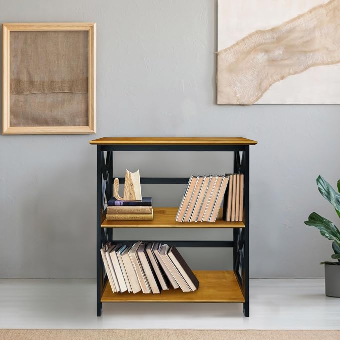Casual Home Shelf Bookcase Antique Walnut/Black - Image 2