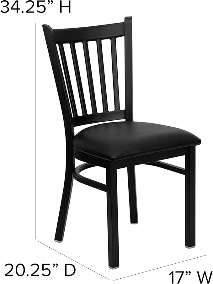Flash Furniture 4 Pack HERCULES Series Black Vertical Back Metal Restaurant - Image 3