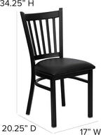Flash Furniture 4 Pack HERCULES Series Black Vertical Back Metal Restaurant - Image 3