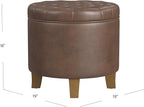 Homepop Home Decor | Upholstered Round Faux Leather Tufted Foot Rest Ottoman | - Image 3