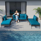 VINGLI 6-Piece Patio Furniture Set, All-Weather Wicker Outdoor Sectional Sofa - Image 9