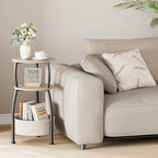 Round Side Table with Storage Basket –Small Space Saving End Table 3-Tier - Image 4