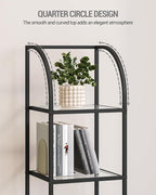 Hzuaneri Bookcase Bookshelf, Tempered Glass Arched Bookshelf - Image 5