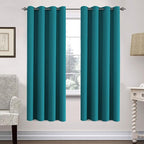 H.VERSAILTEX Solid Turquoise Blue Thermal Insulated Blackout Curtains Nickel by HVERSAILTEX