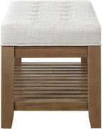 24KF Large Rectangular Upholstered Tufted Linen Ottoman Bench, Padded Bench - Image 7