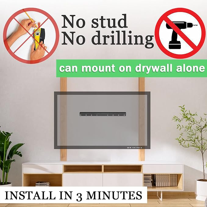 No Stud TV Wall Mount, Drywall Studless TV Hanger No Damage, No Drill, Non - Image 3
