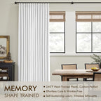 MIULEE White Pinch Pleated 100% Blackout Linen Curtains 40x108 Inches | Room - Image 3