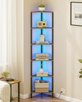 TUTOTAK Corner Shelf with LED Light, 6-Tier Corner Bookshelf by ChoosetutotakFurnitureBuildYourCozyHome