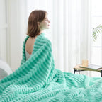 NEWCOSPLAY Fleece Ribbed Cozy Queen Blanket - Image 3