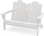 SERWALL Folding Adirondack Bench, HDPE All-Weather Adirondack Loveseat by SERWALL