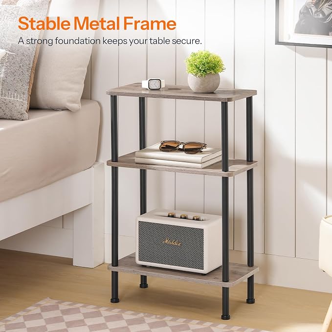 HOOBRO Narrow Side Table, 3-Tier Slim End Table No Tools Needed, Twist-On - Image 4