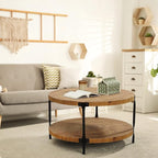 Awescuti Round Boho Wood Coffee Table - Image 2