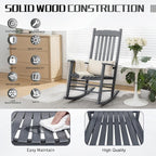 Outvita Outdoor Rocking Chair, Solid Wood High Back Rocker, All Weather Lounge - Image 7