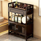 Bamboo Storage Cabinet with Drawer, Tea Set/Book/Decorative Items Storage Rack by Unknown