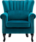 Mid Century Accent Chair Modern Tufted Wingback Armchairs Club Chair Velvet by DMFurniture