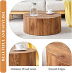 Round Coffee Table, 23.6" Modern Wood Drum Coffee Table, Round Accent Center - Image 4