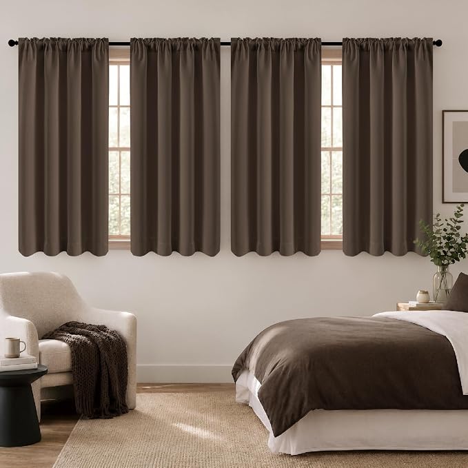 MIULEE Chocolate Brown Blackout Curtains 4 Panels 72 Inch Length Bedroom | by MIULEE