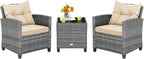 Tangkula 3 Pieces Wicker Patio Furniture Set, Outdoor Rattan Conversation by TANGKULA