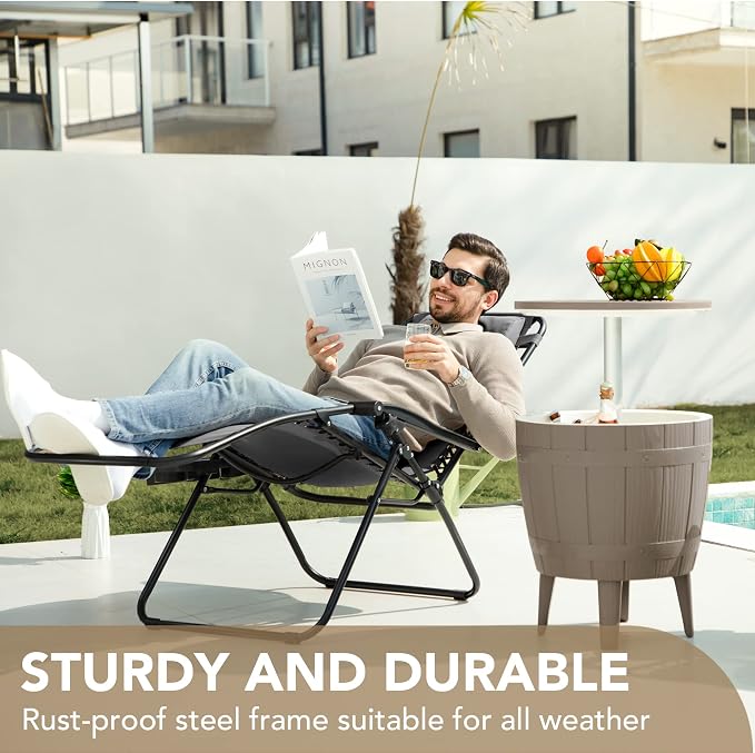 Devoko Patio Zero Gravity Chair Outdoor Folding Adjustable Reclining Chairs - Image 8