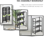 4NM No Assembly Folding Bookshelf Storage Shelves 3 Tiers Vintage Bookcase - Image 5