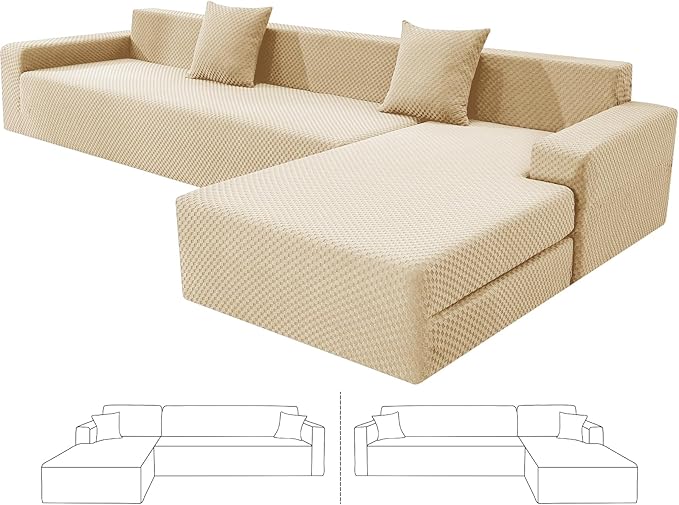 ZNSAYOTX Sectional Couch Covers, Stretch Jacquard Slipcovers by ZNSAYOTX