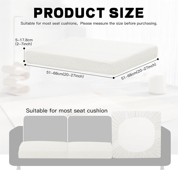 8Pcs Outdoor Cushion Covers, Elastic Patio Cushion Covers | Washable, - Image 2