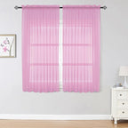 Sheer Curtains Light Pink, Sheer Curtains 63 inches Length 2 Panels Set - Image 2