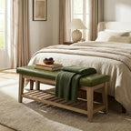 HUIMO Entryway Shoe Bench with Cushion, End of Bed Bench, Upholstered Bench - Image 4
