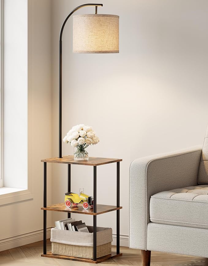 PARTPHONER Floor Lamp with Table, Night Stand with Lamp, Narrow Side Table with by PARTPHONER