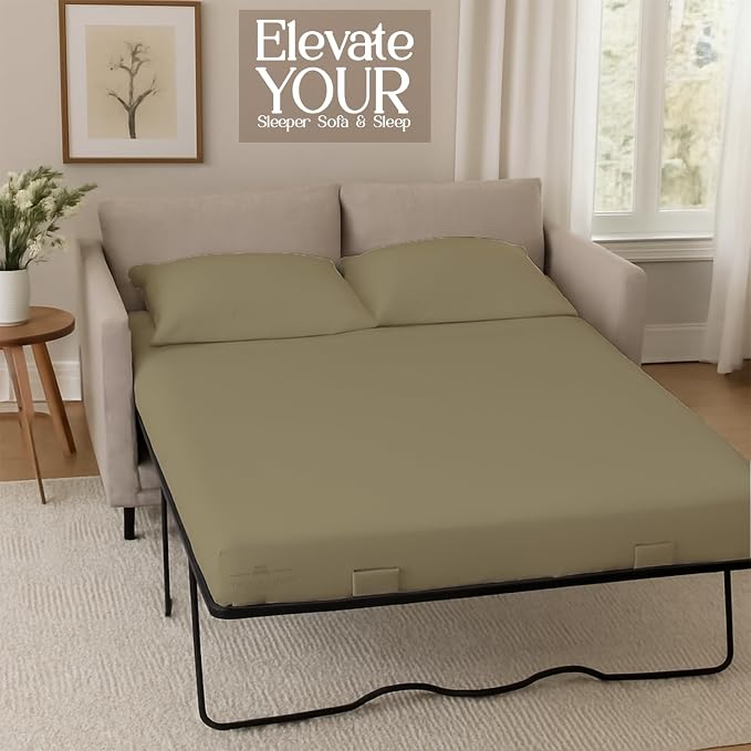 Sleeper Sofa Bed Sheet, 100% Cotton 400 Thread Count, 4 Piece Set, Deep Pocket - Image 4