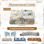 CALBODE 12Pcs Stretch Patio Cushion Cover, Tropical Floral and Leaf Pattern - Image 2