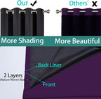 Yakamok Purple 100% Blackout Patio Door Curtain Panels W100 x L84, 1 Panel | - Image 5