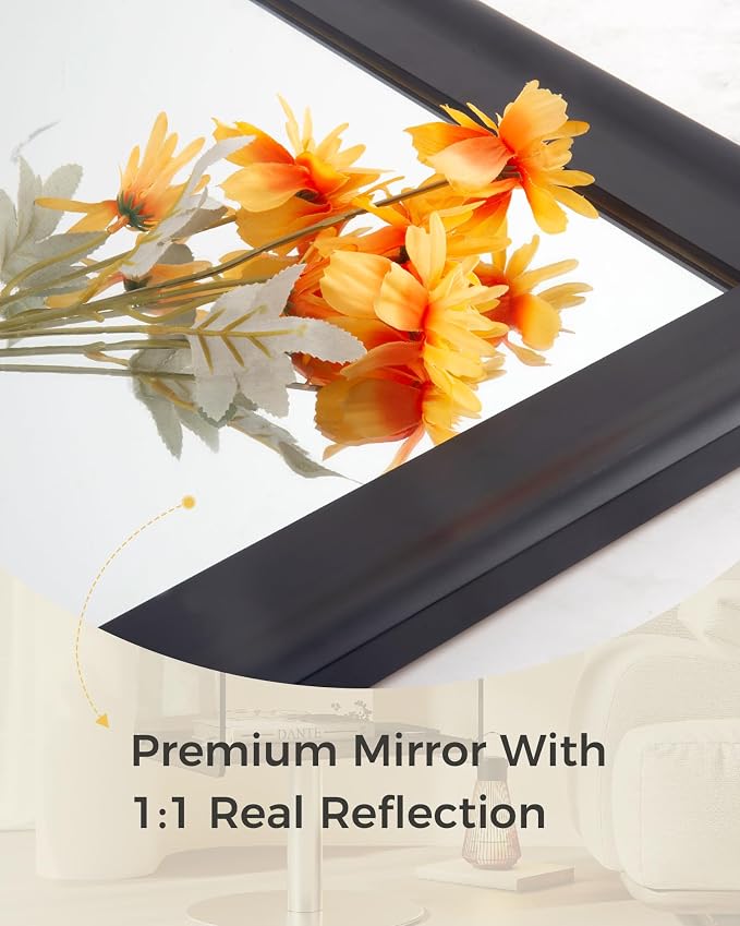 Black Wood Mirror for Bathroom, Rectangle Rustic 30 x 40 inch Vanity Mirror for - Image 6
