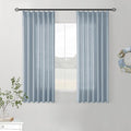 Dusty Blue Pinch Pleated Linen Semi Sheer Curtains 45 Inch Length 2 Panels | by Twodrapes