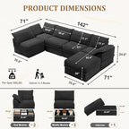 Upgrade Boneless Couch with Storage, Extra Deep&High Seat Modular Sectional - Image 3