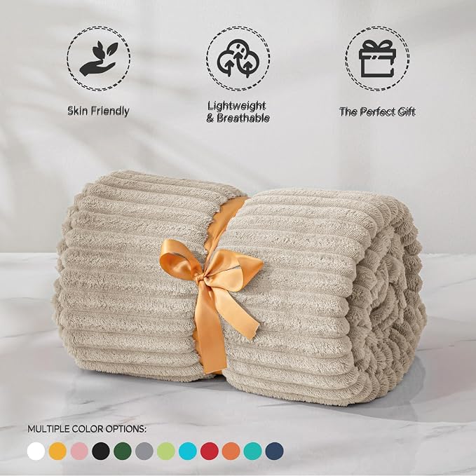 BEDELITE 3D Ribbed Jacquard Linen Blankets Queen Size - Image 4