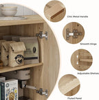 Homleke Buffet Cabinet with Storage, Modern Fluted Accent Sideboard with Doors - Image 5